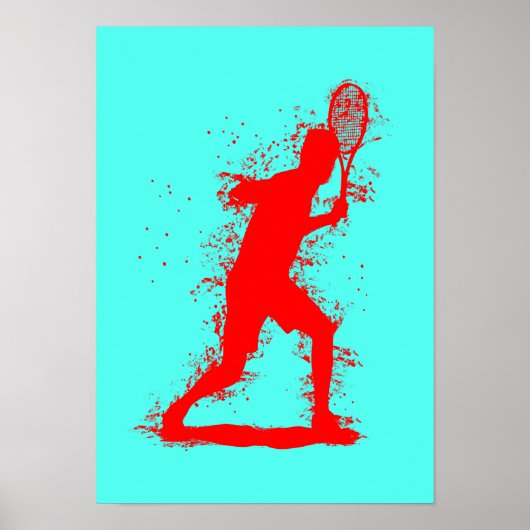 Tennisspeler - Abstracte Aquarel Kunst Poster (Voorkant)