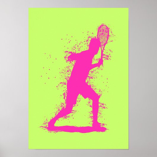 Tennisspeler - Abstracte Aquarel Kunst Poster (Voorkant)