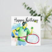 Tennisspeler aquarel kaart (Staand voorkant)