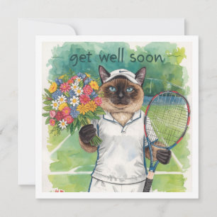 Tennisspeler Beterschap met bloemen in de hand Kaart