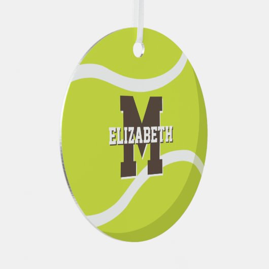 tennisspeler cadeautjes jongens gepersonaliseerd metalen ornament (Voorkant Rechts)