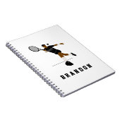 Tennisspeler Illustratie & Aangepaste Jongens Naam Notitieboek (Rechterzijde)