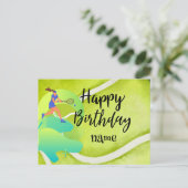 Tennisspeler met racket en bal Verjaardag  Briefkaart (Staand voorkant)
