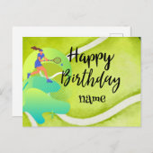 Tennisspeler met racket en bal Verjaardag  Briefkaart (Voorkant / Achterkant)
