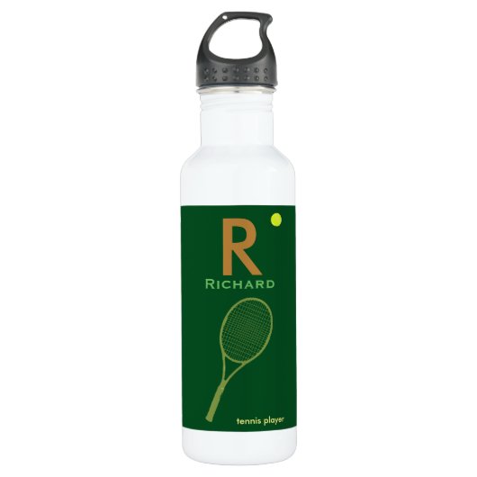 Tennisspeler naam en initiaal gepersonaliseerd waterfles  (Voorkant)