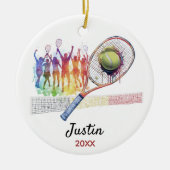 Tennisspeler racket gepersonaliseerd keramisch ornament (Voorkant)