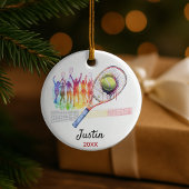 Tennisspeler racket gepersonaliseerd keramisch ornament