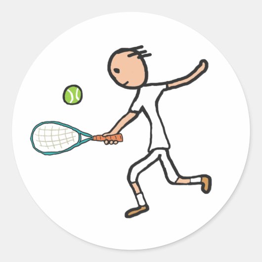 Tennisspeler Ronde Sticker (Voorkant)