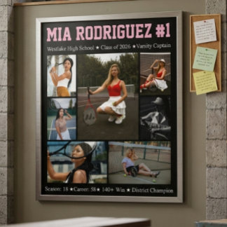 Tennisspeler Senior Afstudeerfoto Collage Poster