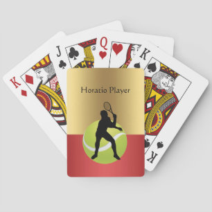 Tennisspeler Silhouet en Bal Personaliseer  Pokerkaarten