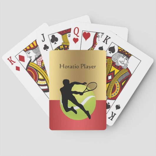 Tennisspeler Silhouette2 en Bal Personaliseer Pokerkaarten (Achterkant)