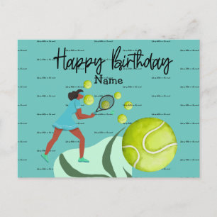 Tennisspeler speelt Happy Birthday  Ansichtkaart Briefkaart