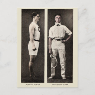 Tennisspeler uit het verleden Atleet Professioneel Briefkaart