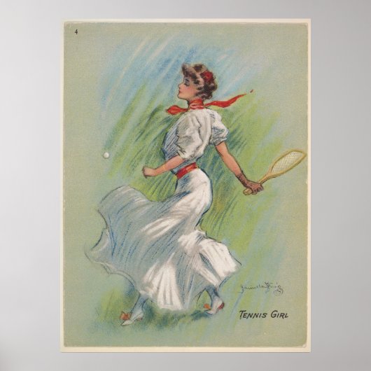 Tennisspeler vintage poster (Voorkant)