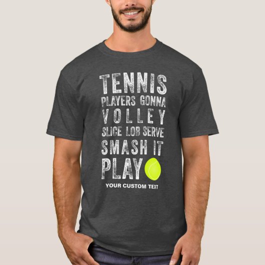  tennisspelers spelen op maat t-shirt (Voorkant)