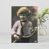  Tennissport, Happy Girl met Racket (Staand voorkant)