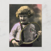  Tennissport, Happy Girl met Racket Briefkaart (Voorkant)