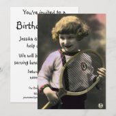  Tennissport, Happy Girl met Racket Kaart (Voorkant / Achterkant)