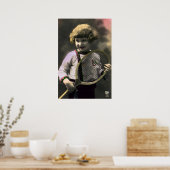  Tennissport, Happy Girl met Racket Poster (Keuken)