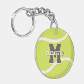 Tennissportcadeaus Meisjes Jongens gepersonaliseer Sleutelhanger (Voorkant Links)