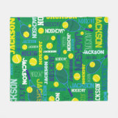 Tennissporten groen wit blauw geel aangepaste naam fleece deken (Voorkant (Horizontaal))