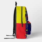 Tennissporten rood wit blauw geel aangepaste naam bedrukte rugzak (Links)