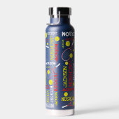Tennissporten rood wit geel aangepaste naam waterfles (Rechts)