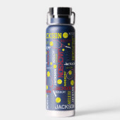 Tennissporten rood wit geel aangepaste naam waterfles (Achterkant)