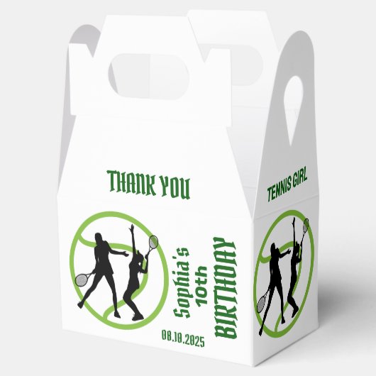 Tennisster Meisje, Verjaardag Meisje Favoriete Box Bedankdoosjes (Geopend)