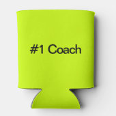 Tennisteam nummer één coach geel groen blikjeskoeler (Achterkant)