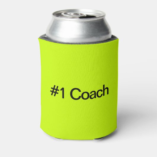 Tennisteam nummer één coach geel groen blikjeskoeler (Blikje Achterkant)