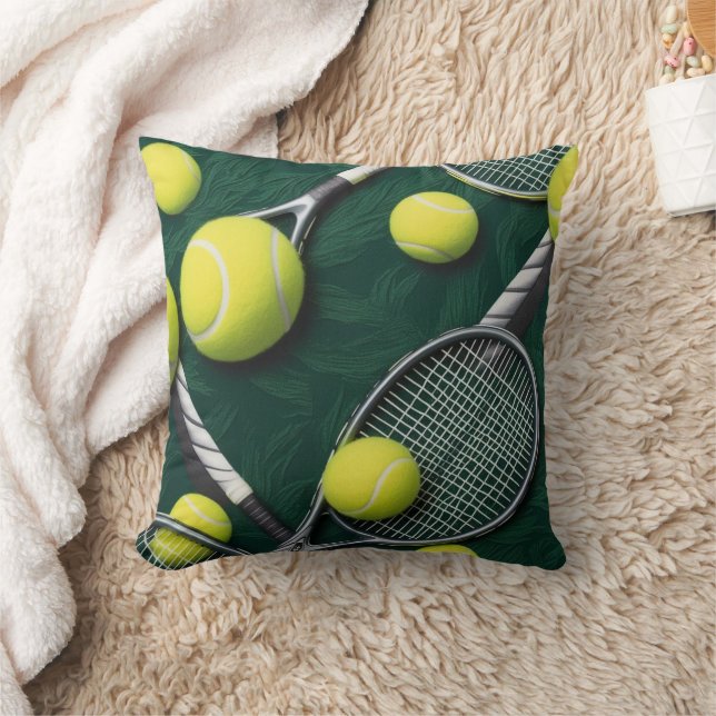 Tennisthema met bal en racket kussen (Deken)