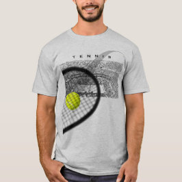 Tennistoernooi met racket slaande bal t-shirt