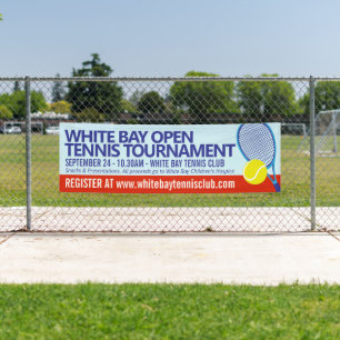 Tennistoernooi open evenement eenvoudig grafisch spandoek