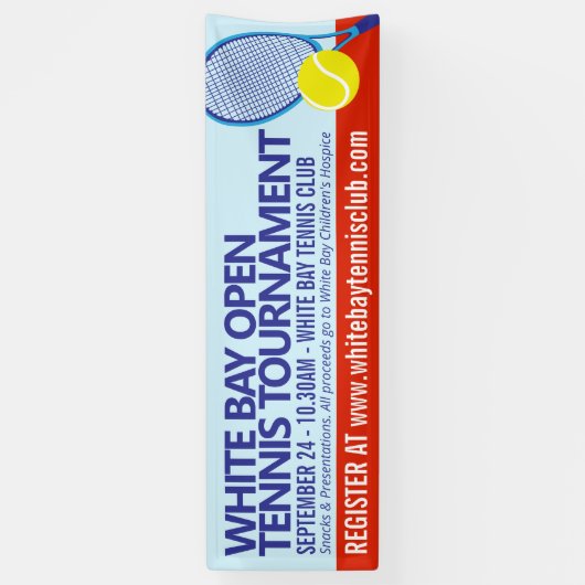 Tennistoernooi open evenement eenvoudig grafisch spandoek (Verticaal)