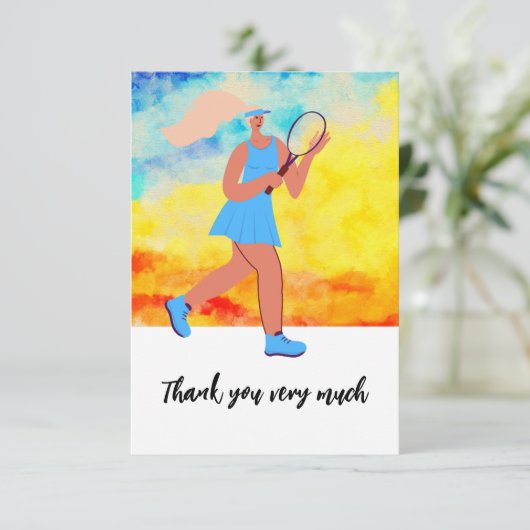 Tennisvrouw Bedankkaart (Staand voorkant)
