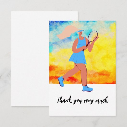 Tennisvrouw Bedankkaart (Voorkant / Achterkant)
