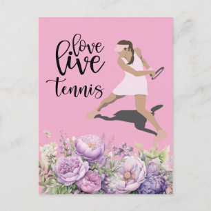 Tennisvrouw houdt van live tennis briefkaart