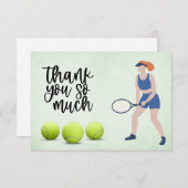 Tennisvrouw met tennisbal bedankkaart (Voorkant / Achterkant)