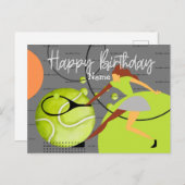 Tennisvrouw speelt Happy Birthday  Briefkaart (Voorkant / Achterkant)