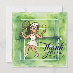 Tennisvrouw speelt tennis bedankkaart
