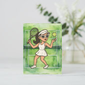 Tennisvrouw speelt tennis briefkaart (Staand voorkant)