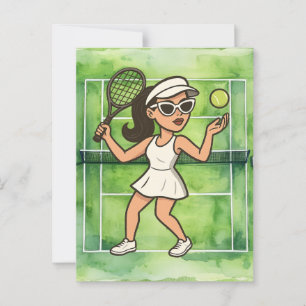 Tennisvrouw speelt tennis briefkaart
