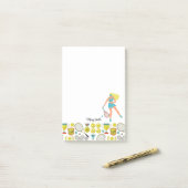 Tennisvrouw speler met naam post-it® notes (Op bureau)