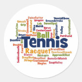 Tenniswoord Cloud Ronde Sticker (Voorkant)
