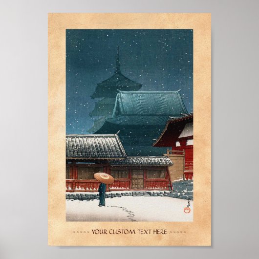 Tennô-ji Temple in Osaka hasui kawase shin hanga Poster (Voorkant)