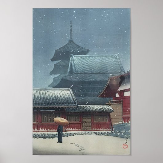 Tennô-ji Temple in Osaka Hasui Kawase Shin Hanga Poster (Voorkant)