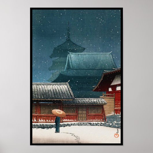 Tennô-ji Temple in Osaka hasui kawase shin hanga Poster (Voorkant)
