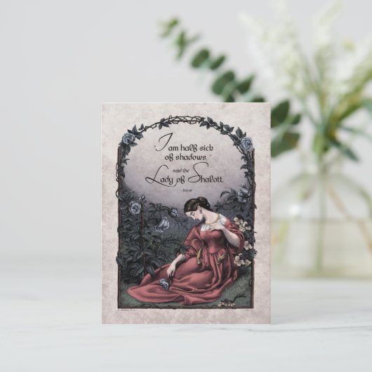 Tennyson "Lady of Shalott" Victoriaans Briefkaart (Staand voorkant)