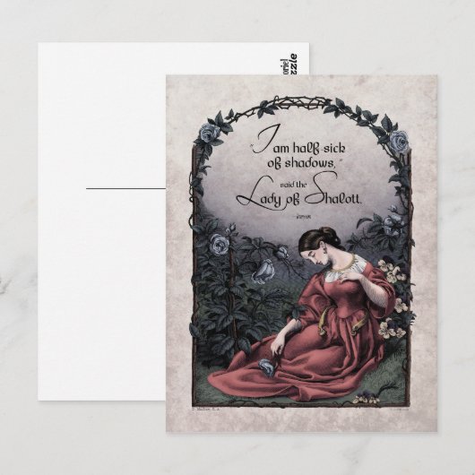 Tennyson "Lady of Shalott" Victoriaans Briefkaart (Voorkant / Achterkant)